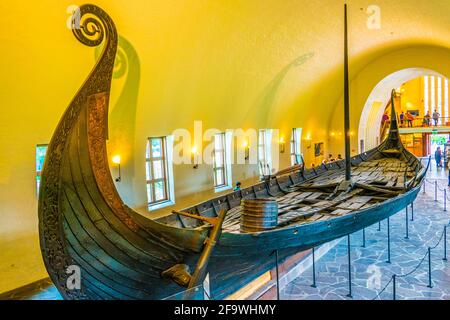 OSLO, NORWAY, AUGUST 24, 2016: Interior of the Viking ship museum in Oslo, Norway Stock Photo