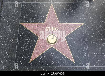 Hollywood, California, USA 17th April 2021 A general view of atmosphere of musician Sting's Star on the Hollywood Walk of Fame on April 17, 2021 in Hollywood, California, USA. Photo by Barry King/Alamy Stock Photo Stock Photo
