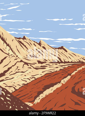 WPA Poster Art of the Jurassic Navajo Sandstone in San Rafael Reef located in Glen Canyon National Recreation Area, Utah done in works project adminis Stock Vector