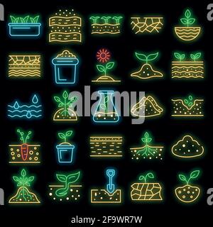 Soil ground icons set. Outline set of soil ground vector icons thin ...
