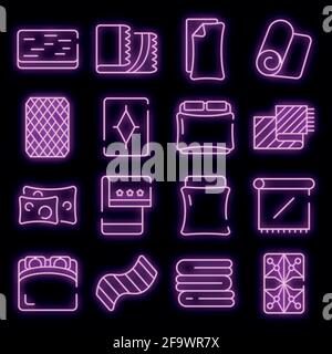 Blanket icons set. Outline set of blanket vector icons neon color on white Stock Vector