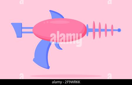 Cartoon space blaster. Vector Illustration isolated on pink background Stock Vector