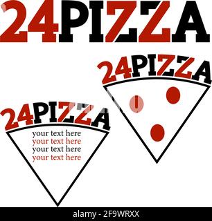 lettering logo pizza 24 hours in different versions 1 Stock Vector