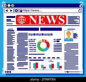 Business news on computer browser. Stock Vector