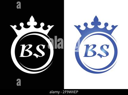 king crown letter alphabet BS for company logo icon design. Stock Vector