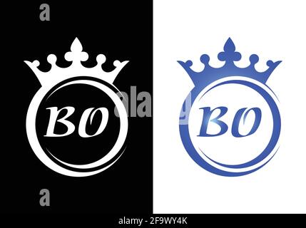 king crown letter alphabet BO for company logo icon design. Stock Vector