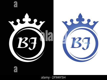king crown letter alphabet BJ for company logo icon design. Stock Vector