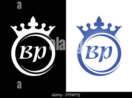 king crown letter alphabet BP for company logo icon design. Stock Vector