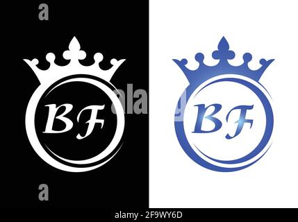 king crown letter alphabet BF for company logo icon design. Stock Vector