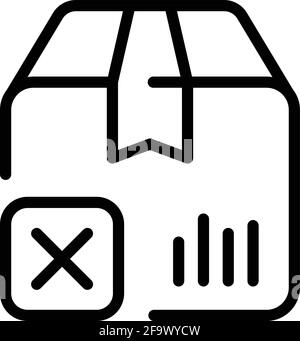Declined parcel icon. Outline Declined parcel vector icon for web design isolated on white background Stock Vector
