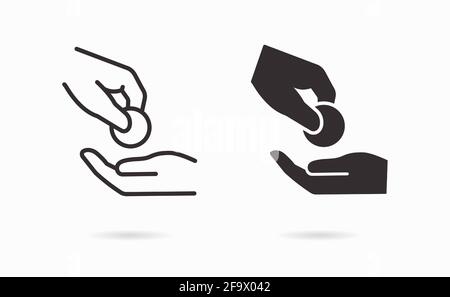 Money donation icon. Vector illustration on white. Stock Vector
