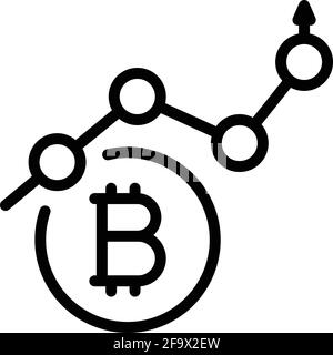 Bitcoin growth icon. Outline Bitcoin growth vector icon for web design isolated on white background Stock Vector