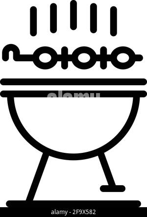 Outdoor grill icon. Outline Outdoor grill vector icon for web design isolated on white background Stock Vector