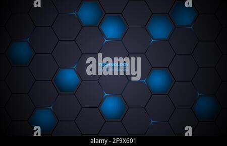 Dark gray and blue hexagonal technology abstract vector background ...