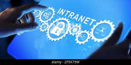 Intranet Corporate communication network Business technology networking concept. Stock Photo