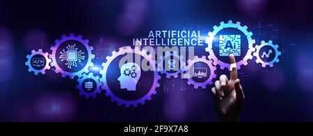Artificial intelligence AI Neural network deep machine learning concept. Stock Photo