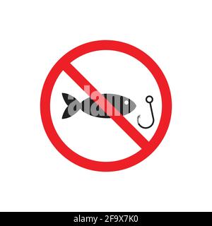 No Fishing sign icon vector for graphic design, logo, web site, social media, mobile app, ui illustration Stock Vector