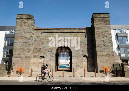 The restored entrance to New Gaol at wapping wharf Bristol Stock Photo