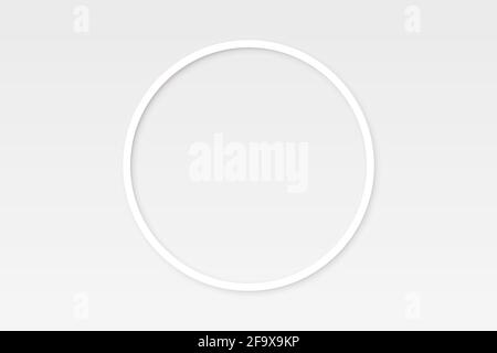 White round frame for picture on wall on gray background. Blank space for picture, painting, card or photo. 3d realistic modern circle template vector Stock Vector