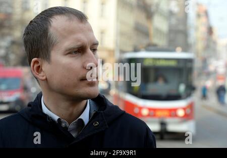 Prague, Czech Republic. 10th Apr, 2019. ***FILE PHOTO*** Jan Cizinsky, Mayor of Prague 7 municipal district and Praha Sobe leader, attends a press conference to start a reconstruction of a tram line, on April 10, 2019, in Prague, Czech Republic. Credit: Katerina Sulova/CTK Photo/Alamy Live News Stock Photo