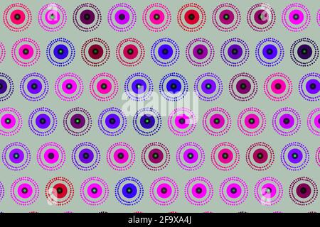 multi color round dot repeat pattern in off white background Stock Photo