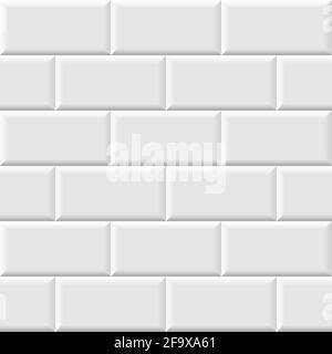 White metro tiles seamless background. Subway brick pattern for kitchen,  bathroom or outdoor architecture vector illustration. Glossy building  interio Stock Vector Image & Art - Alamy