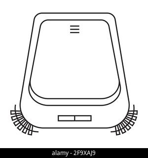 Vacuum electric vacuum cleaner without hose, cordless robot vacuum cleaner. Black and white icon. Vector Illustration Stock Vector