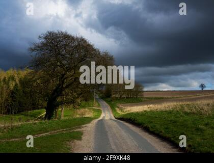 Country road near Thixendale in the Yorkshire Wolds, East Yorkshire, England UK Stock Photo