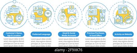 Smart content analytics components vector infographic template Stock Vector