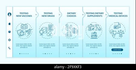 Clinical investigation types onboarding vector template Stock Vector