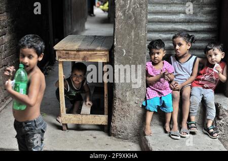 Daily life amid strict lockdown goes on in Dhaka, capital of Bangladesh. (Photo by Mercedes Menendez/Pacific Press) Stock Photo