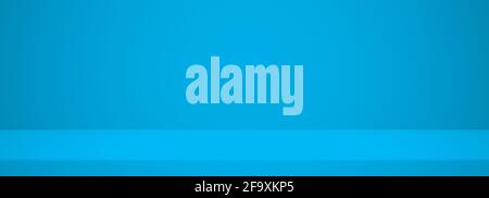 Blue clear panoramic room in the render. Background studio gradient used display, website clear background. Stock Photo