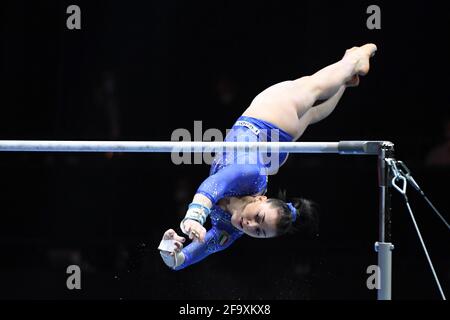 Basel, Italy. 21st Apr, 2021. Basel, Italy, April 21 2021, Giorgia Villa bars (Italy) during Artistic Gymnastics - Qualifiers - 2021 European Championship, Gymnastics in Basel, Italy, April 21 2021 Credit: Independent Photo Agency Srl/Alamy Live News Credit: Independent Photo Agency/Alamy Live News Stock Photo