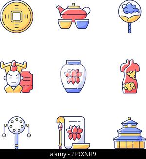 Chinese traditions linear icons set Stock Vector Image & Art - Alamy