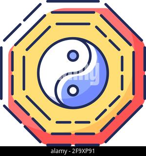 Bagua RGB color icon Stock Vector