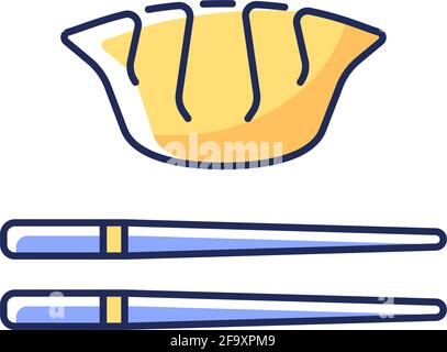 Jiaozi RGB color icon Stock Vector