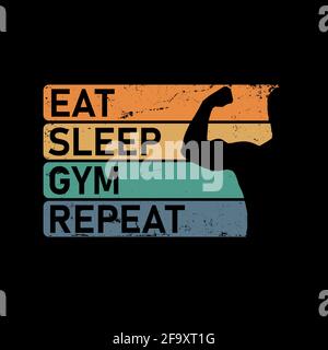 Eat Sleep GYM Repeat - Handwritten Bodybuilder Lettering Stock