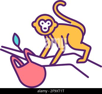 Jungle monkeys RGB color icon Stock Vector