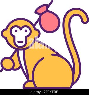 Monkey thin line icon, animal and zoo, simian sign vector graphics, a ...