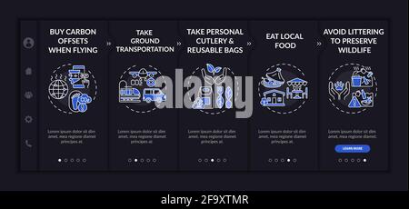 Sustainable tour tips onboarding vector template Stock Vector