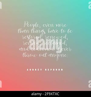 Qoute about restoring and careing about people Stock Photo