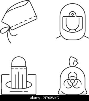 Personal protective equipment linear icons set Stock Vector