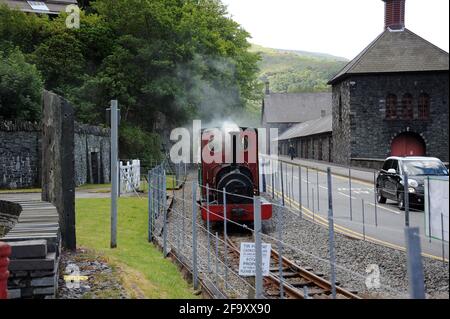 'Elidir' approaching Gilfach Ddu Station. Stock Photo