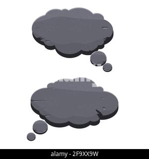Set stone banners, bubbles in cartoon style with place for text for game design, ui development, banners, signboard isolated on white background. Coll Stock Vector