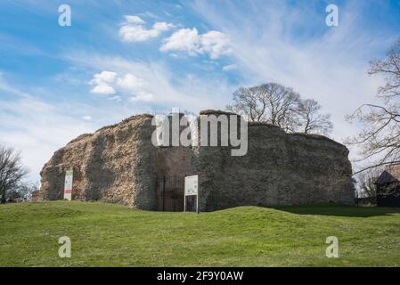 Walden Castle UK, view of the ruins of Walden Castle, an old Norman defensive structure sited on Castle Hill in Saffron Walden, Essex, England. Stock Photo