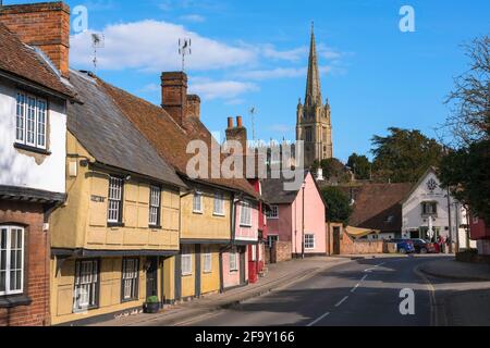 Saffron Walden Essex, view of typical late medieval houses in Bridge Street in the Essex town of Saffron Walden, UK. Stock Photo