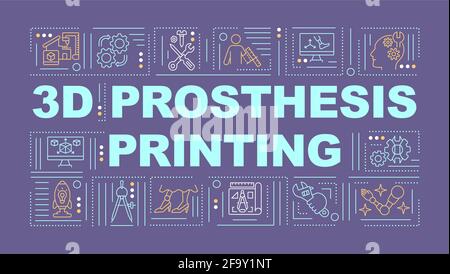 3D prosthesis printing word concepts banner Stock Vector