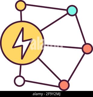 Power transmission network RGB color icon Stock Vector
