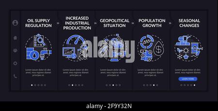 Petroleum costs features onboarding vector template Stock Vector