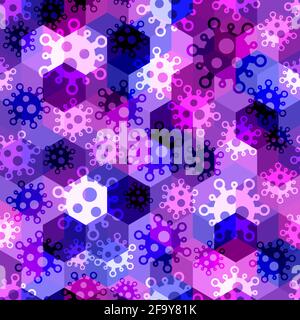 Military virus seamless pattern background. Pandemic concept camouflage Stock Vector